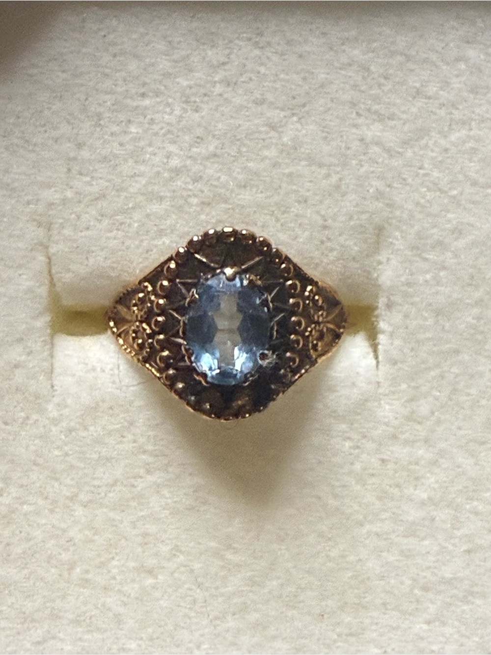 Vintage 10kt Gold Ring Blue Topaz